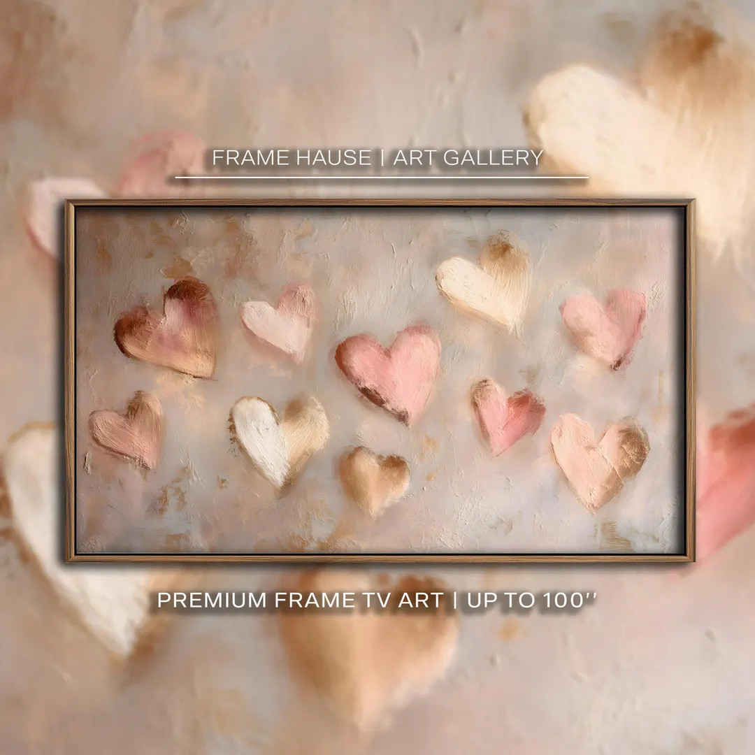 Romantic Frame TV Art, Soft Pink Floral Hearts for Samsung Frame TV, Valentines Day Art - Etsy | Etsy (US)