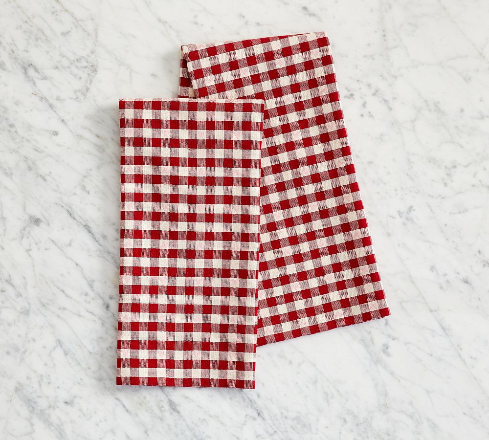 Heart Gingham Organic Cotton Tea Towels - Set of 2 | Pottery Barn (US)