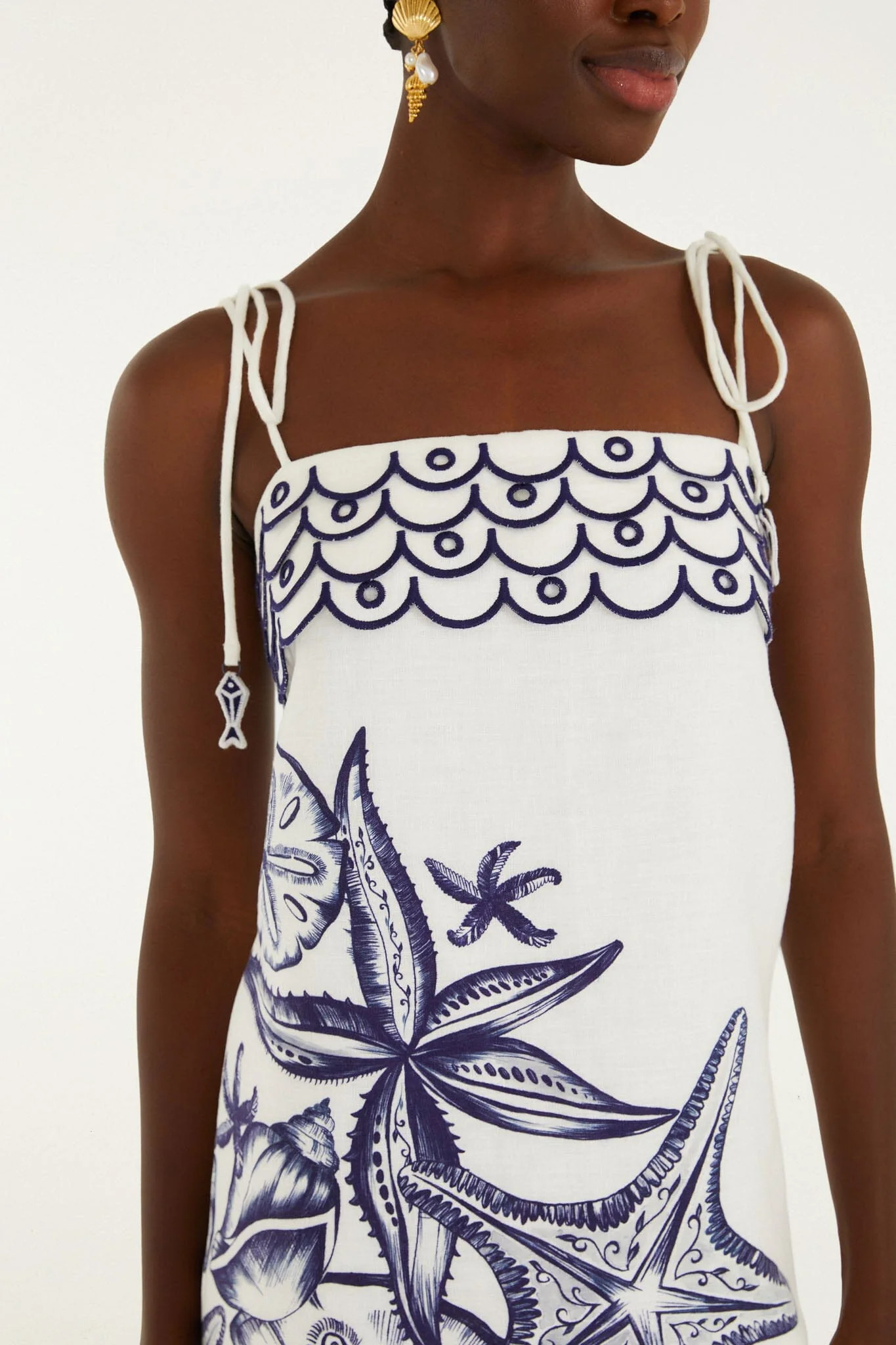 Off-White Coast Stars Euroflax Premium Linen Mini Dress | FARM Rio | FarmRio (US)
