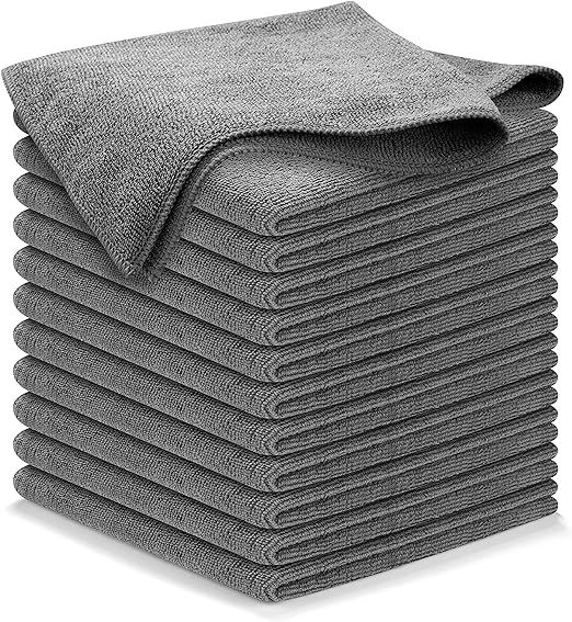 Microfiber Cleaning Cloth GREY-12Pcs (16x16 in) High Performance, 1200 Washes - Grip-Root Ultra-A... | Amazon (US)