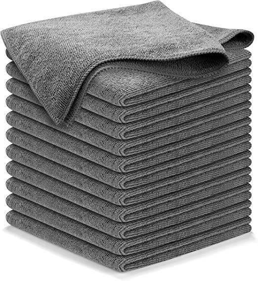Microfiber Cleaning Cloth GREY-12Pcs (16x16 in) High Performance, 1200 Washes - Grip-Root Ultra-A... | Amazon (US)