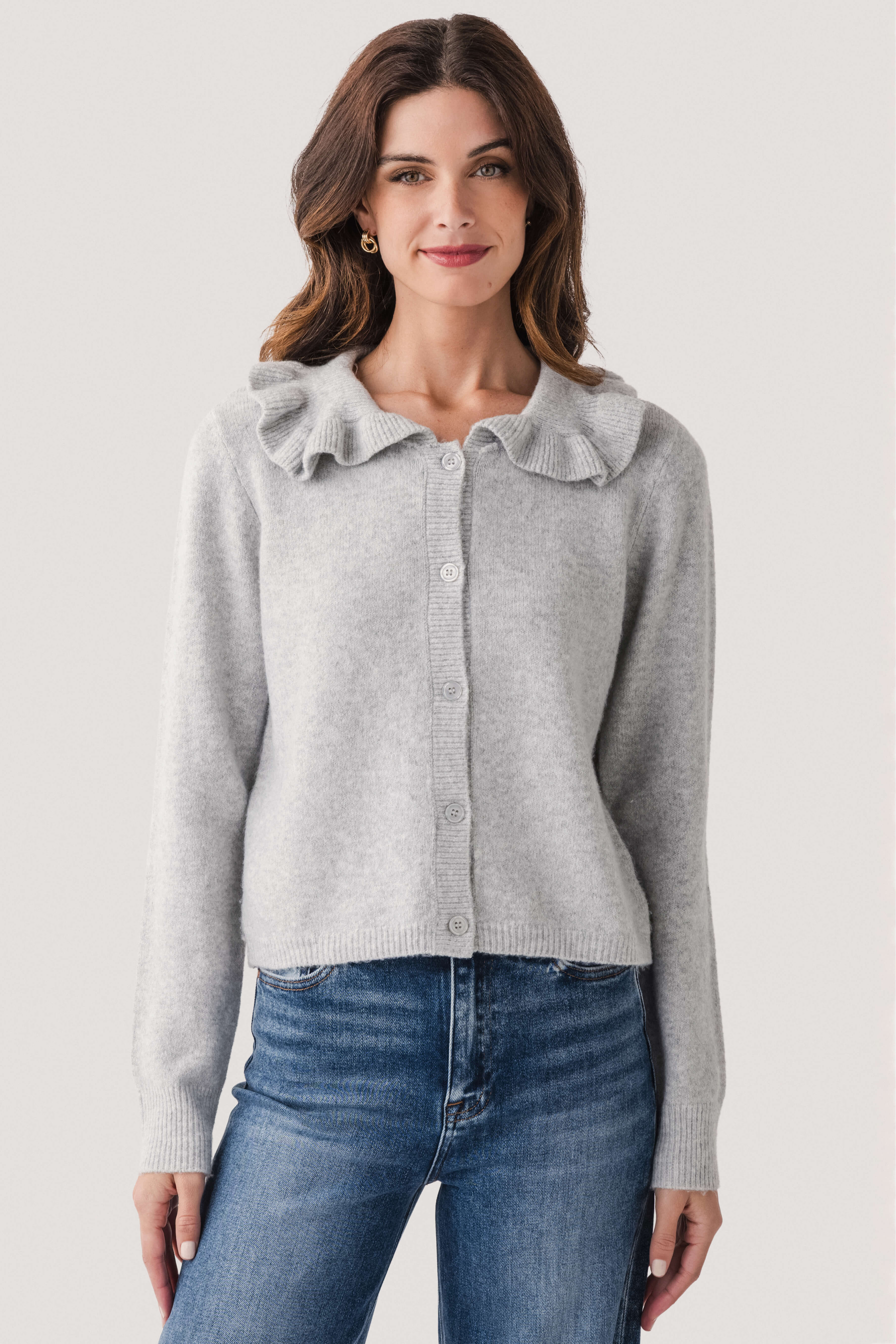 RD Style Ruffle Collar Cardigan | Social Threads