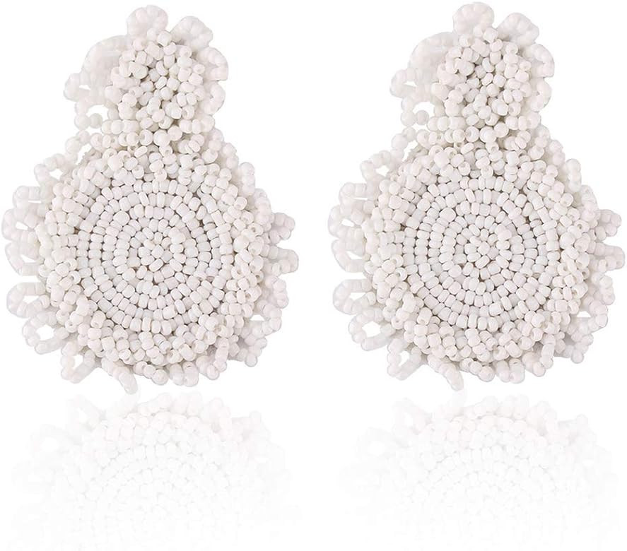 Statement Drop Earrings - Bohemian Beaded Round Dangle Earrings Gift for Women | Amazon (US)