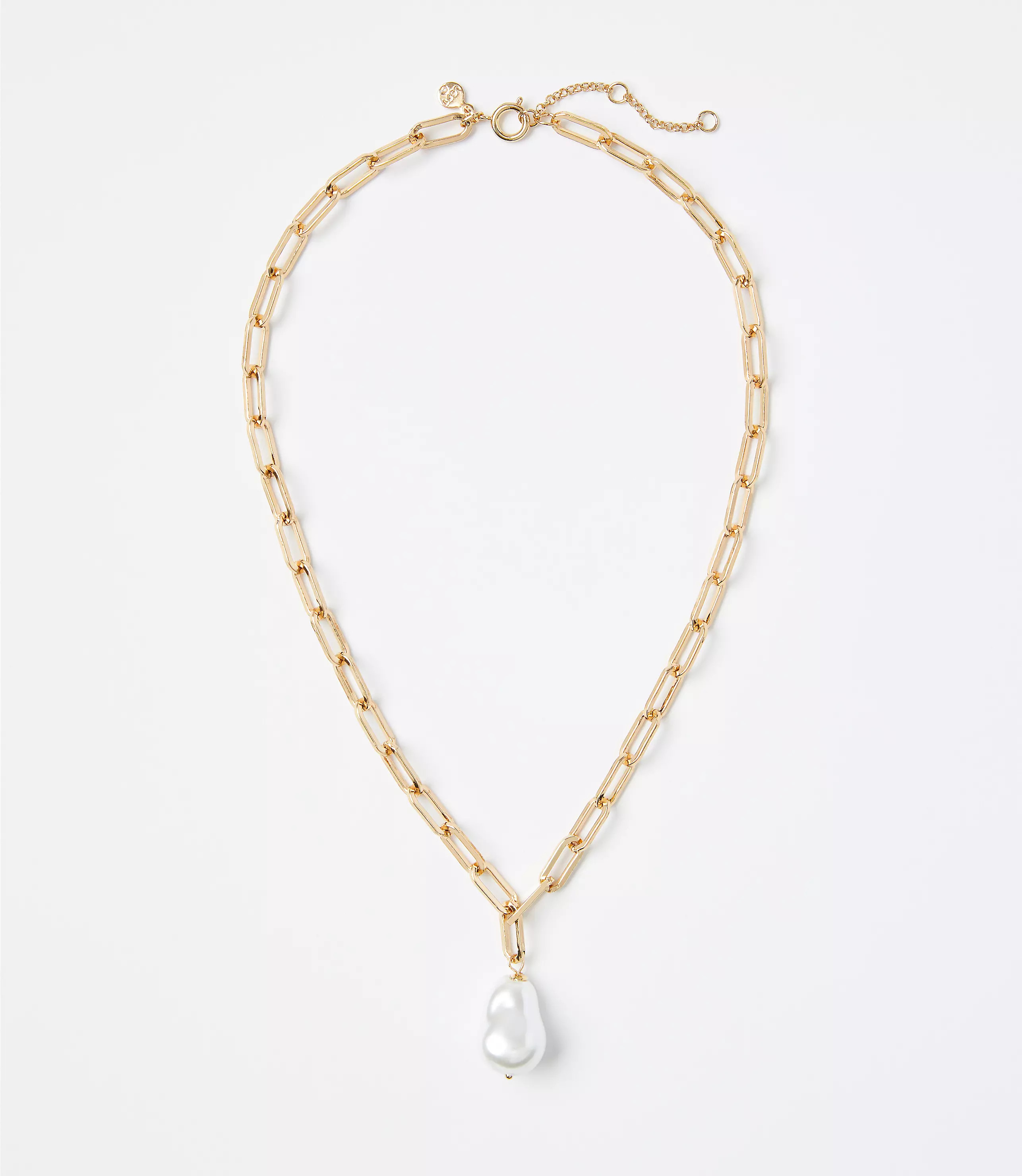 Pearlized Chain Link Pendant Necklace | LOFT