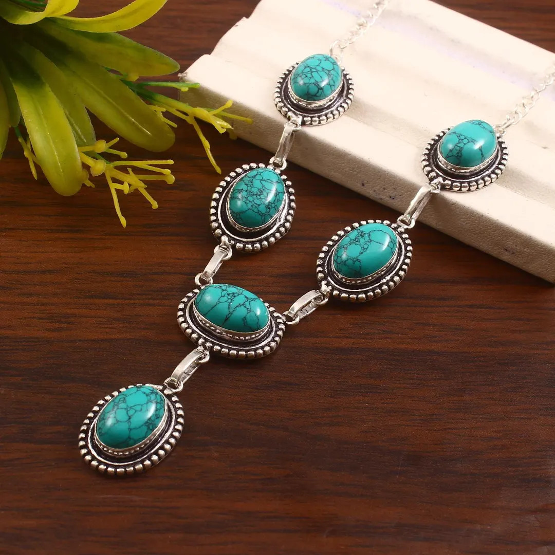 Turquoise Necklace,handmade Necklace, 925 Sterling Silver Necklace,women Jewelry,gemstone Necklac... | Etsy (Global)