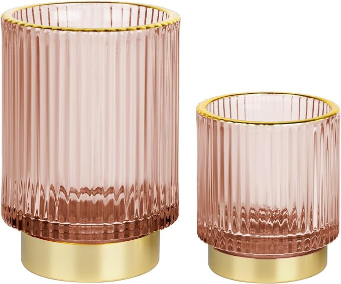 Makeup Brush holder Organizer, Crystal Glass Toothbrush Holders, Striped Make Up Brush Holder for... | Amazon (US)