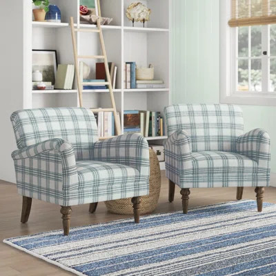 Arching Farmhouse 29.5" Wide Polyester Armchair with Solid Wood Legs | Wayfair North America
