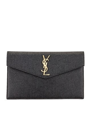 Saint Laurent Medium Clutch in Black - Black. Size all. | FWRD 