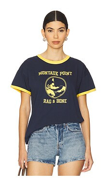 Rag & Bone Montauk Boxy Ringer Tee in Navy from Revolve.com | Revolve Clothing (Global)