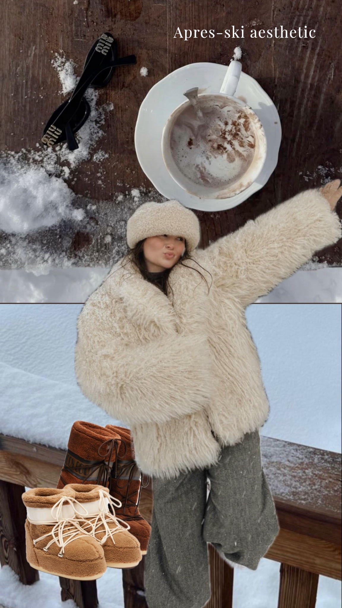Apres ski aesthetic. 🤍🎿 ☕️  #apresski #moonboot #wintergetaway #skiseason #apres 

#LTKTravel #LTKSeasonal #LTKdayinmylife