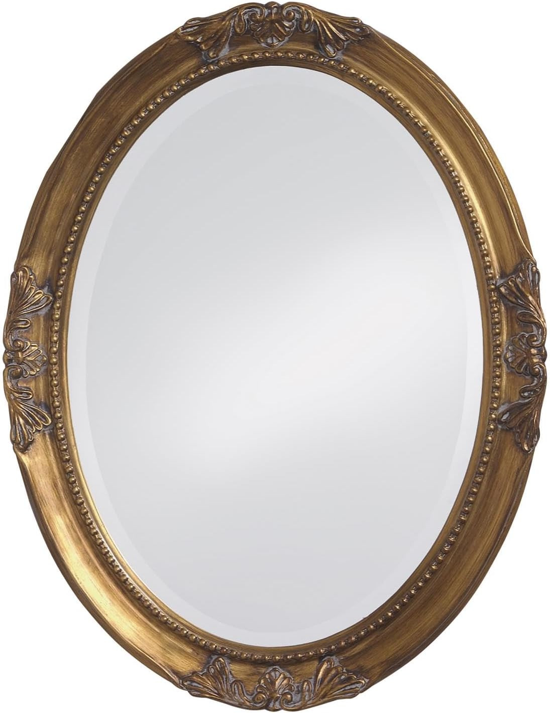 Howard Elliott Queen Ann Oval Antique Gold Leaf Wall Mirror, Oval Bevelled Hanging Wood Framed Va... | Amazon (US)