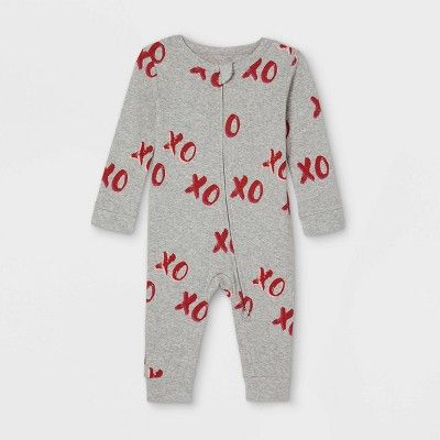 Baby Valentine&#39;s Day XOXO Print Matching Family Pajamas - Gray 6-9M | Target