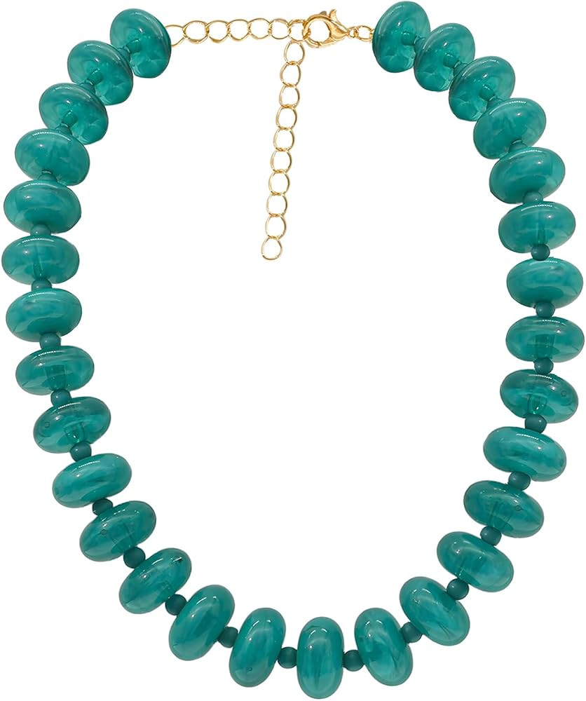 Chunky Beaded Necklace for Women Large Big Bead Choker Necklaces Trendy Boho Bold Beads Statement... | Amazon (US)