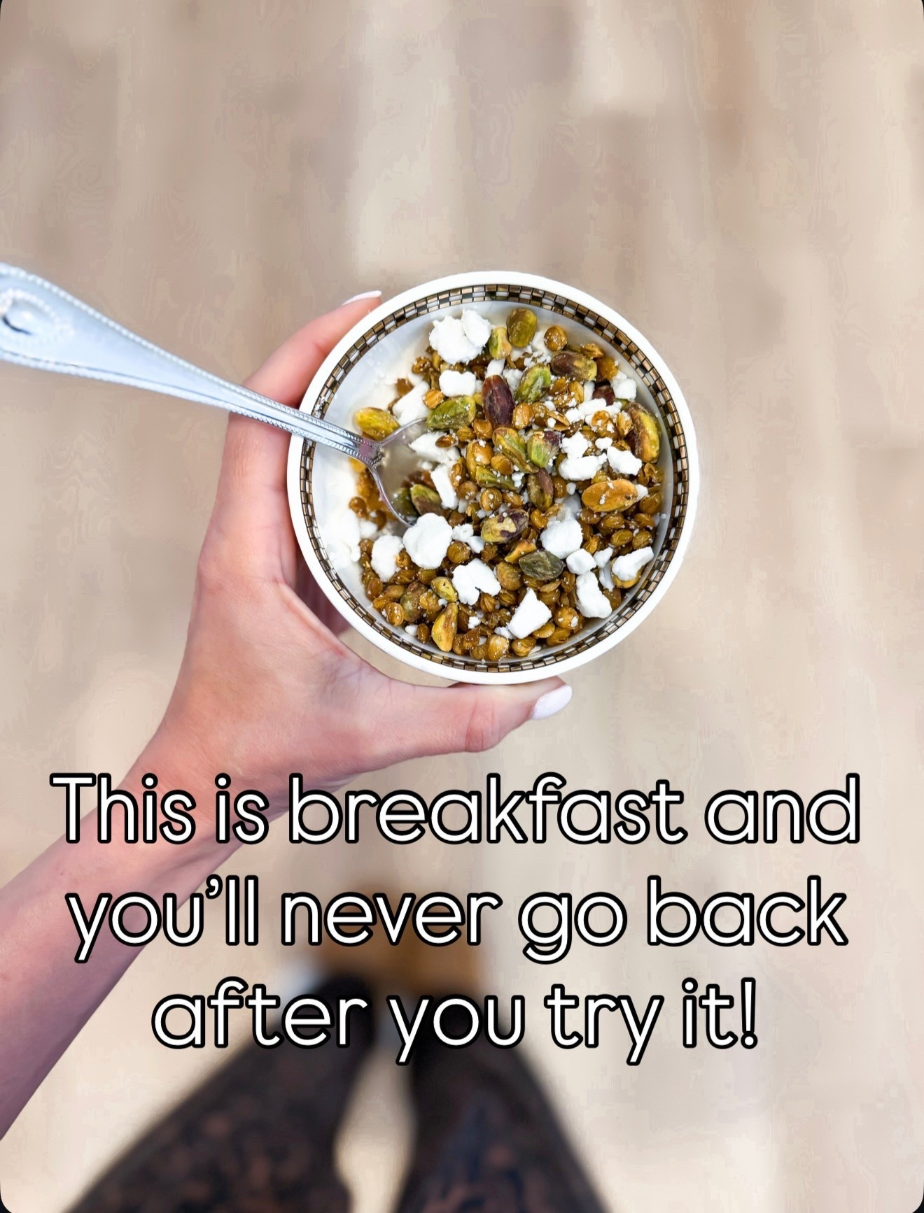 12 things that altered my brain chemistry! For breakfast: 1/4 cup salt and vinegar pistachios, 1/4 cup crispy lentils and sprinkle of vegan feta cheese on top! This is so yummy! 
#LTKmorningroutine #LTKTravel #LTKBeauty