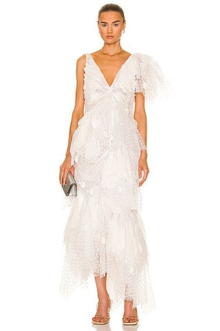 Zimmermann Rhythmic Fluted Gown in Ivory | FWRD | FWRD 