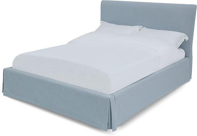 Modus Furniture Solid Wood Upholstered Footboard-Storage Bed, King, Shelby - Sky | Amazon (US)