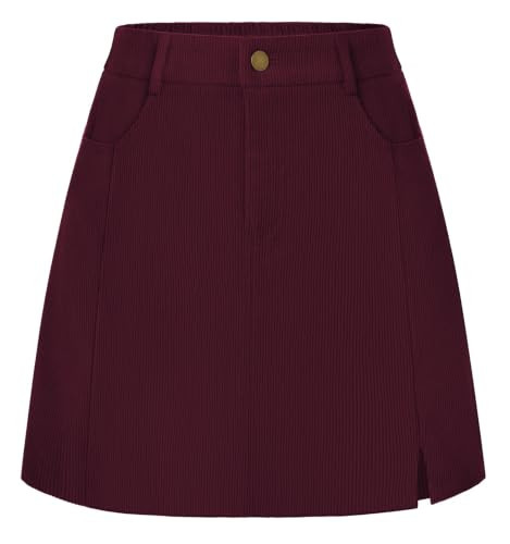 Belle Poque Women Corduroy Skirt Fall Winter Short Skirts Burgundy 2XL | Amazon (US)