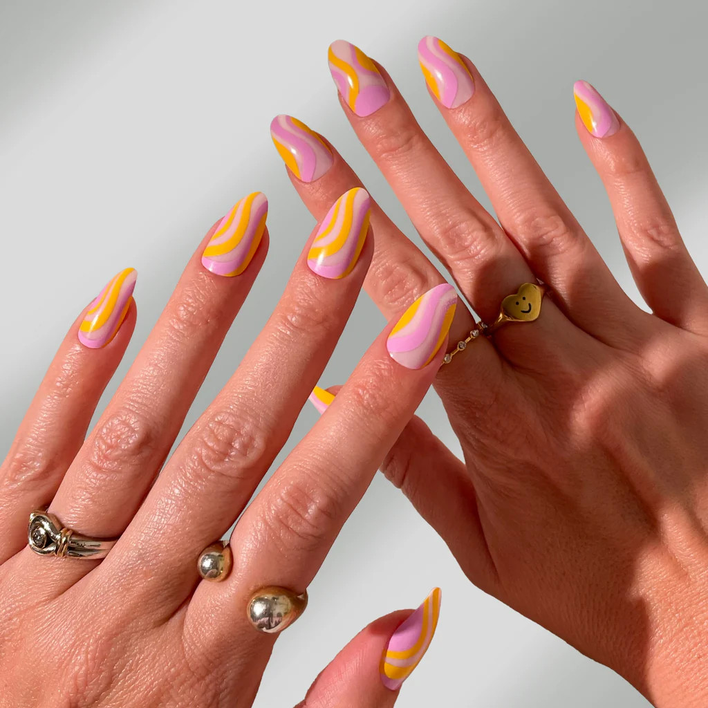 Orange Swirl Press-on Nails | PaintLab