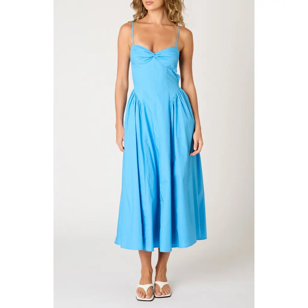 Nia Destene Back Cutout Fit & Flare Maxi Dress in Capri Blue at Nordstrom Rack, Size Small | Nordstrom Rack