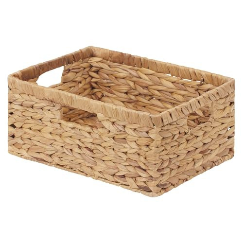 StorageWorks Large Rectangular Wicker Basket, Water Hyacinth Storage Basket with Built-in Handles, 1 Pack | Amazon (US)