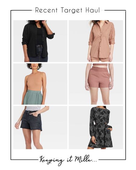 My recent buys from Target, balloon sleeve mini dress, striped matching short set, mid rise denim shorts, ribbed high neck tank.

Spring and summer haul.

#LTKOver40 #LTKStyleTip #LTKMidsize