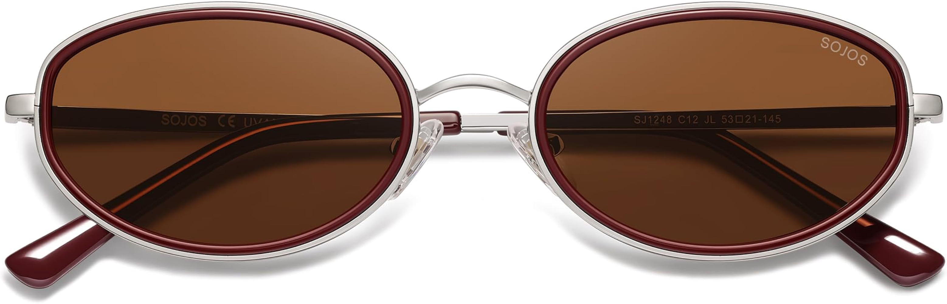 SOJOS Trendy Oval Polarized Sunglasses for Women Men, 80s 90s Chic Retro Vintage Sunnies SJ1248 | Amazon (US)