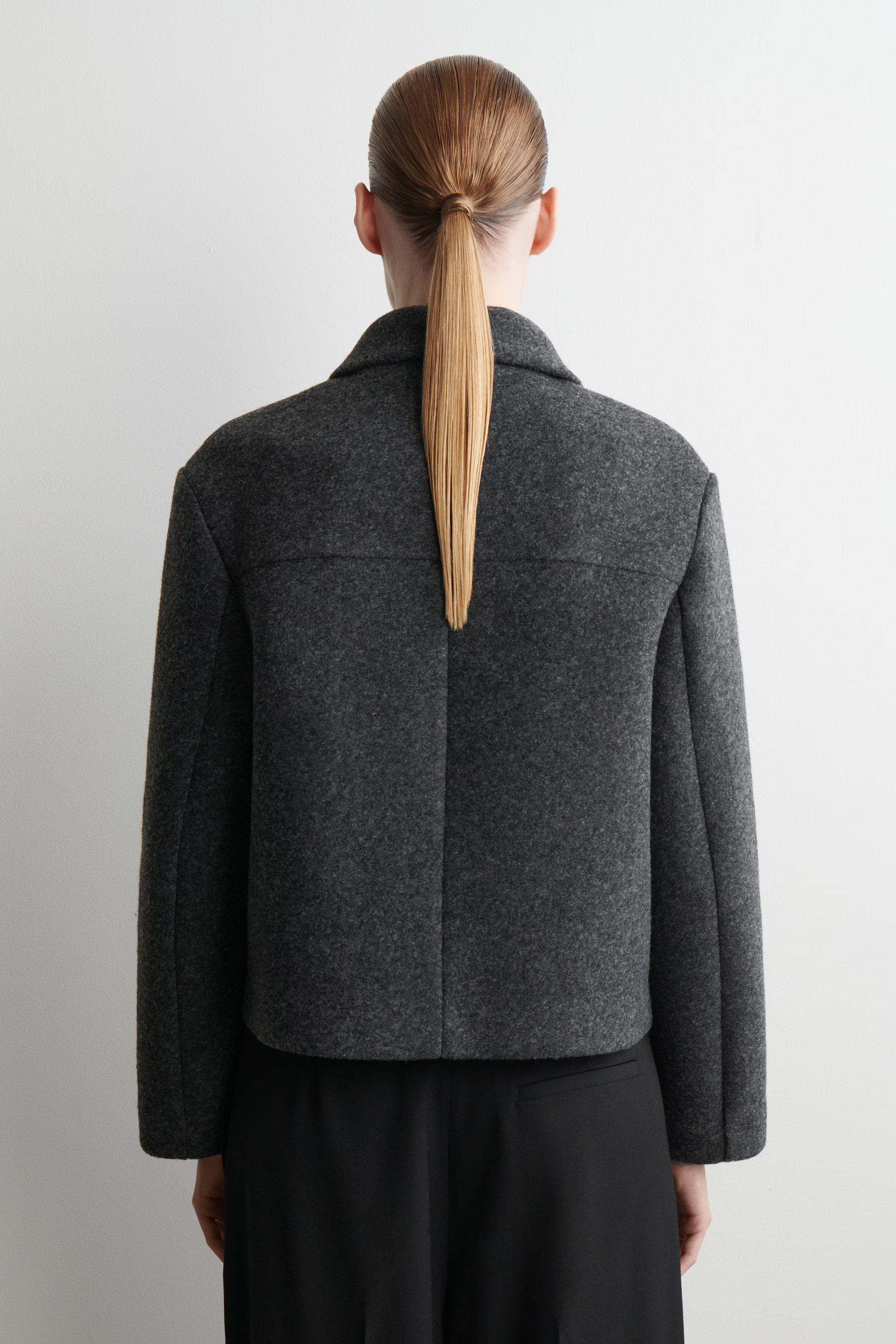 BOILED WOOL-BLEND SHORT JACKET - DARK-GREY MÉLANGE | COS | COS UK