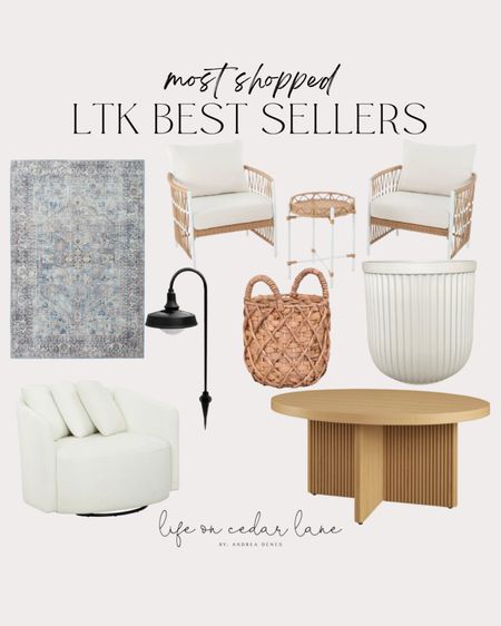 Home decor best sellers this week featuring round coffee table, blue area rug, Walmart outdoor patio sets, white planter, basket planter, outdoor sidewalk lights, and white swivel chair


#LTKhome #LTKstyletip