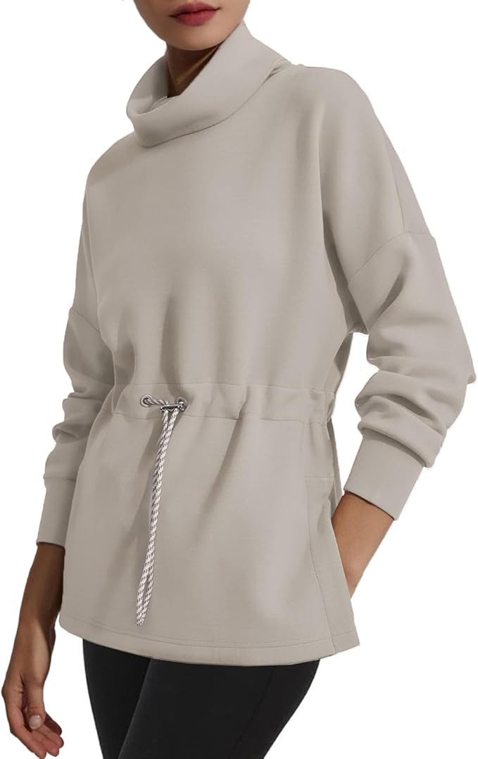 FUPHINE Womens Turtleneck Sweatshirt Oversized Long Sleeve Pullover Tops Side Slit Soft Hoodie wi... | Amazon (US)