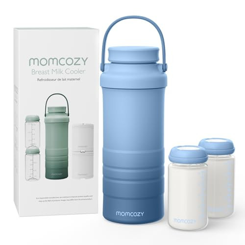 Momcozy 22oz Portable Breast Milk Cooler for Outdoor, Life Saver with 360° Total Cooling for 24 Hours, Larger Capacity Travel Breastmilk Chiller with 2pcs Baby Bottles for Breastmilk Storage, Blue | Amazon (US)