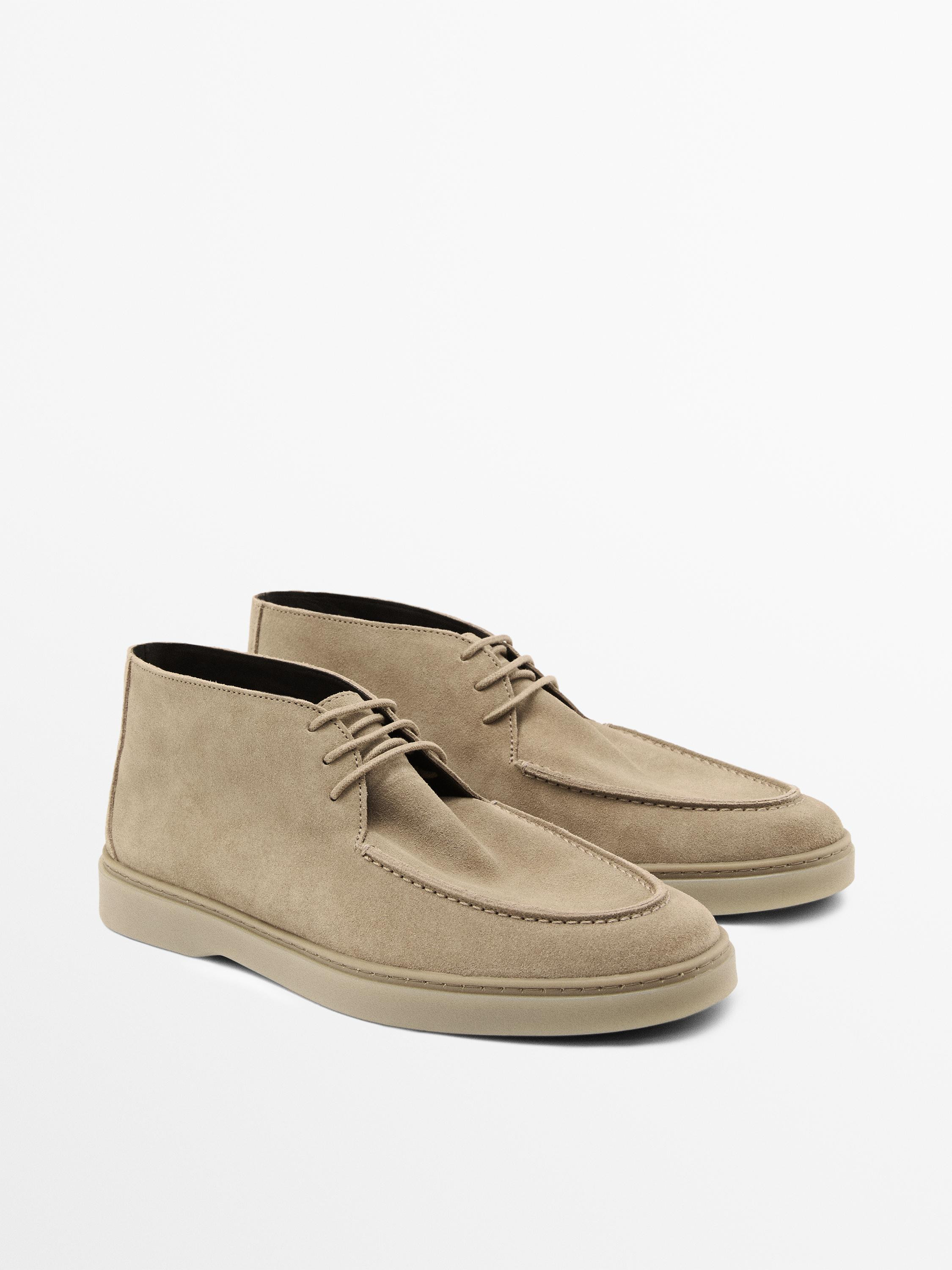 Soft split leather boot-style shoes | Massimo Dutti US