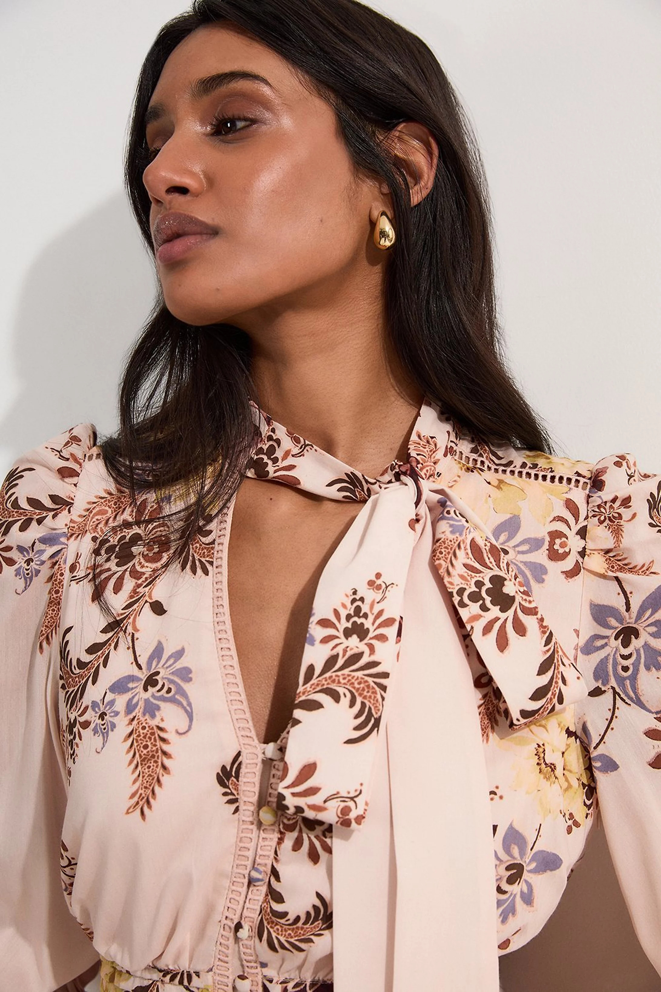 Voile Floral Border Print Woven Maxi Dress With Ladder Lace Trim | Karen Millen | Karen Millen UK + IE + DE + NL