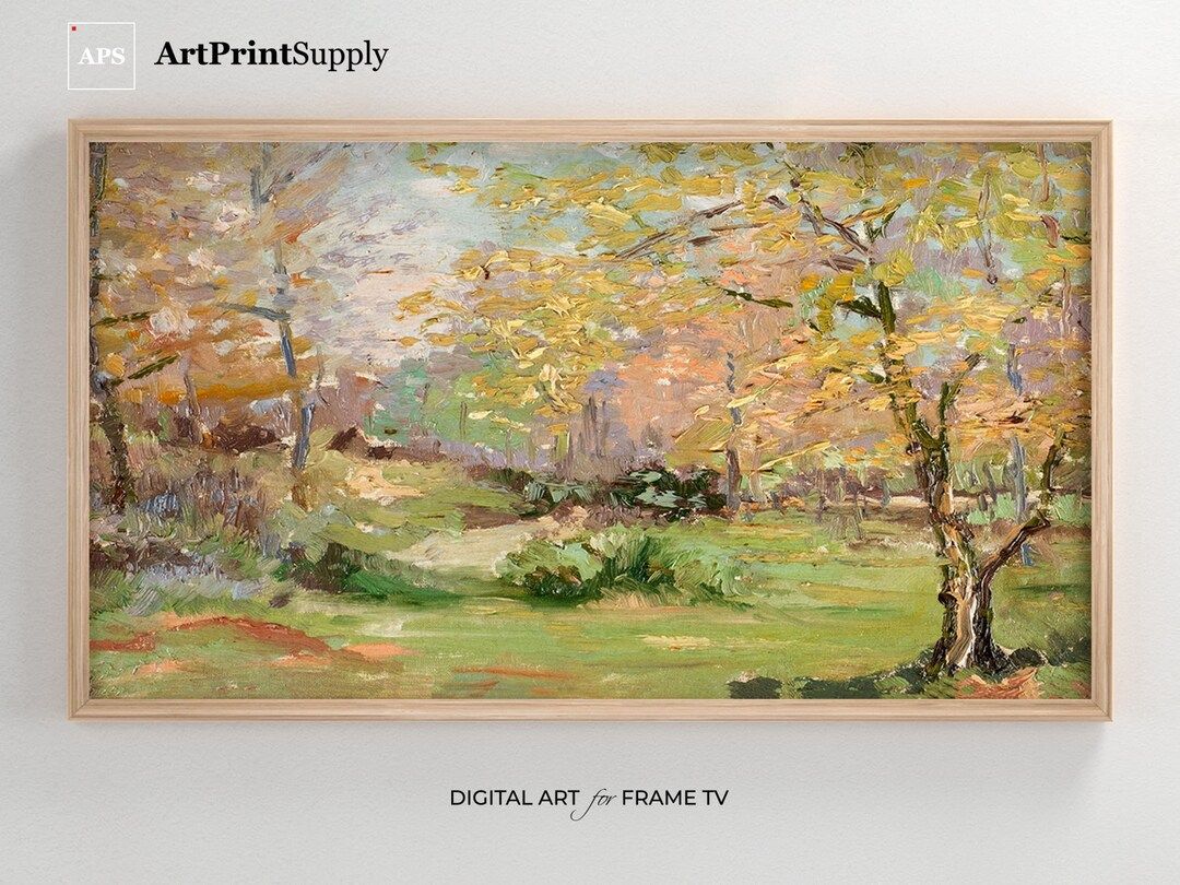 Samsung Frame TV Art Spring Landscape Oil Painting, Abstract Vintage Blossom Trees Art Frame TV 4... | Etsy (US)