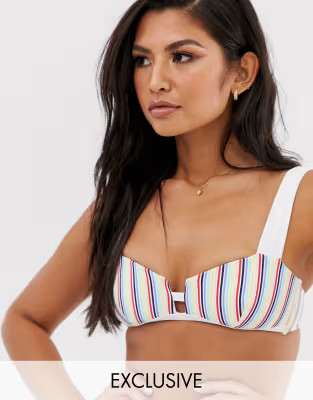 Sole East by Onia Exclusive Kirsten bralette bikini top in white stripe | ASOS US