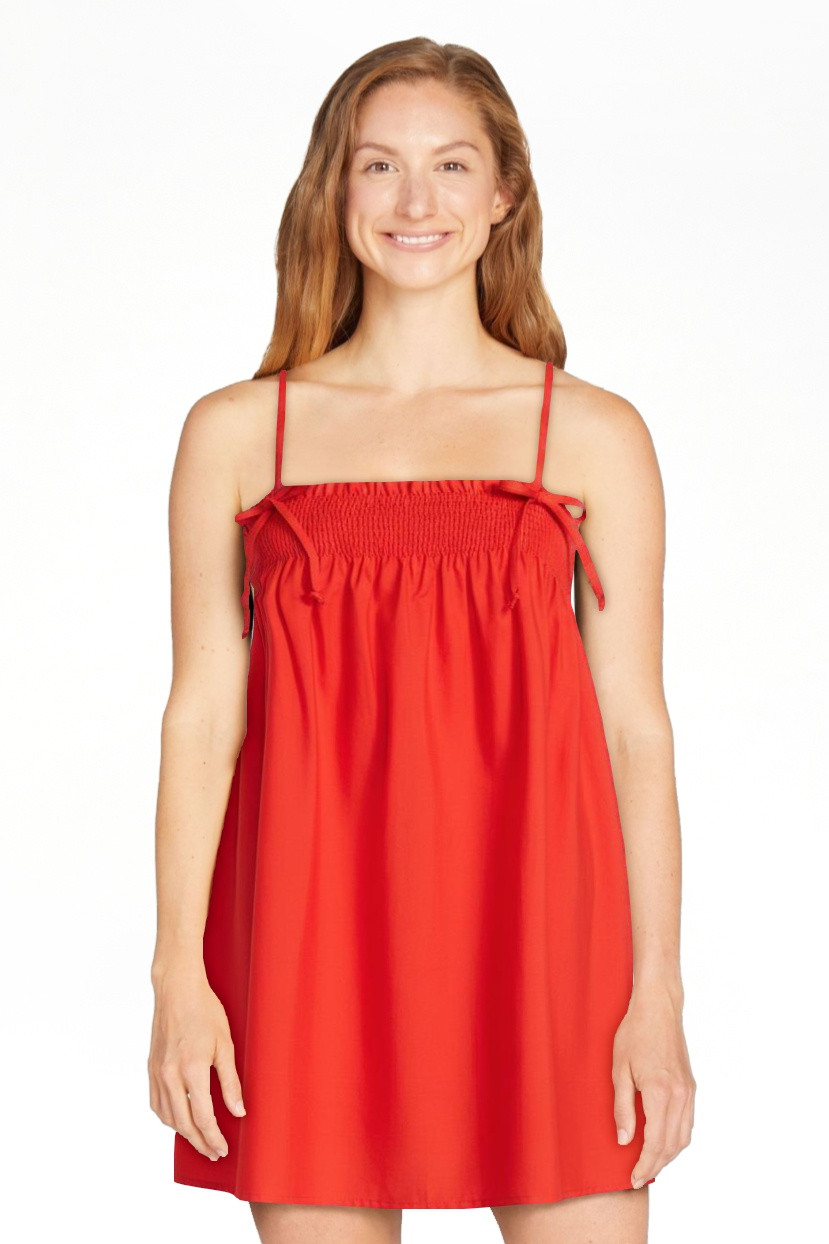 No Boundaries Cotton Poplin Smocked Mini Dress with Tie Straps, Women's XXS-XXL | Walmart (US)