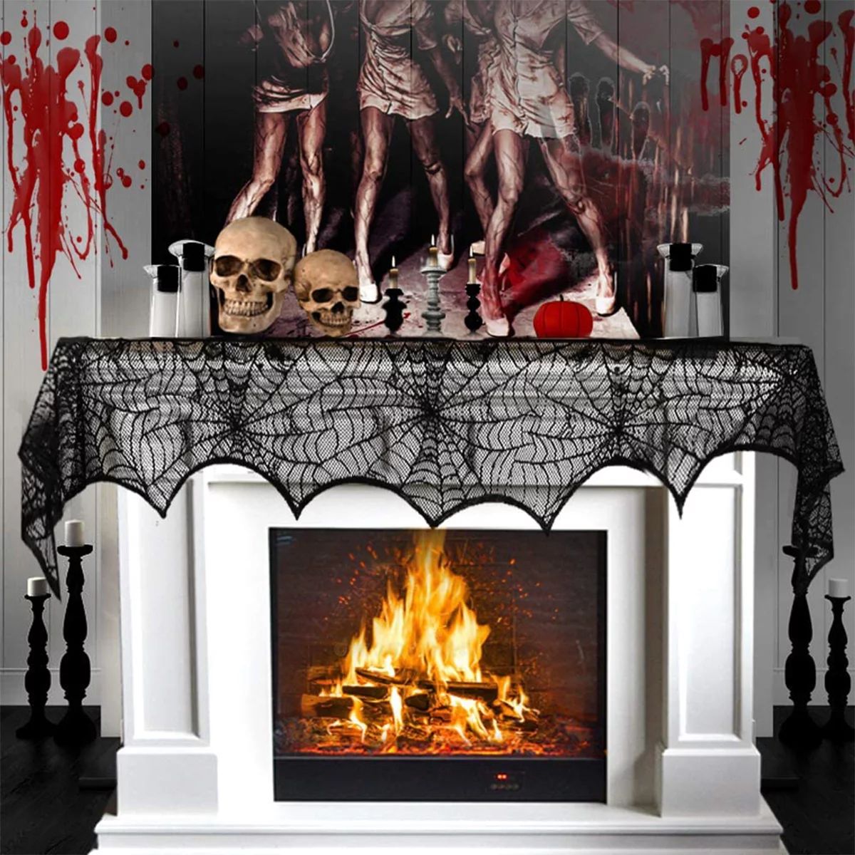 PatPat 1-pack/3-pack Halloween Cobweb Decorations Spider Web Fireplace Mantel Scarf & Round Table... | Walmart (US)