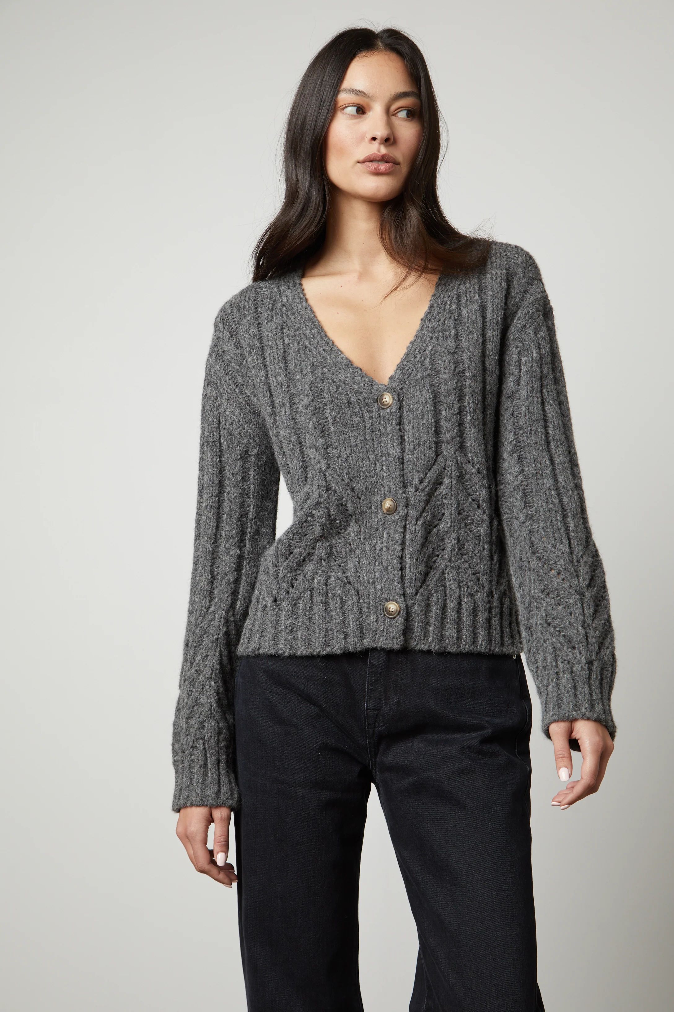 HAZEL ALPACA CABLE KNIT CARDIGAN | Velvet by Graham & Spencer