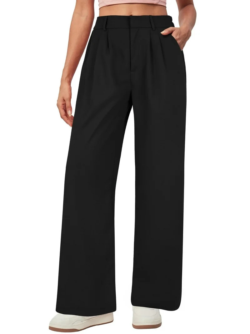 TEMOFON Womens Pants Casual Wide Leg Dress Pants Black Loose Lightweight Comfort Trousers Flowy W... | Walmart (US)