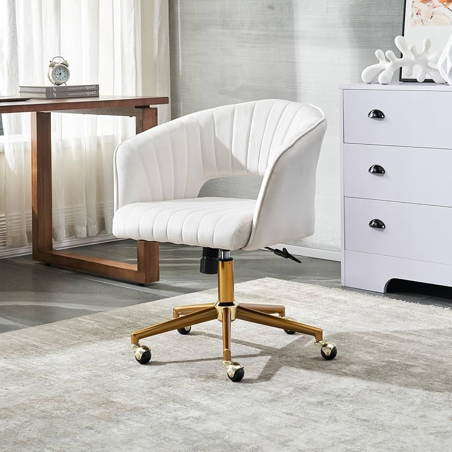 Home Office Chair Swivel Velvet Desk Chair, Vanity Chair with 360 Swivel Armchair and Gold Base,f... | Amazon (US)