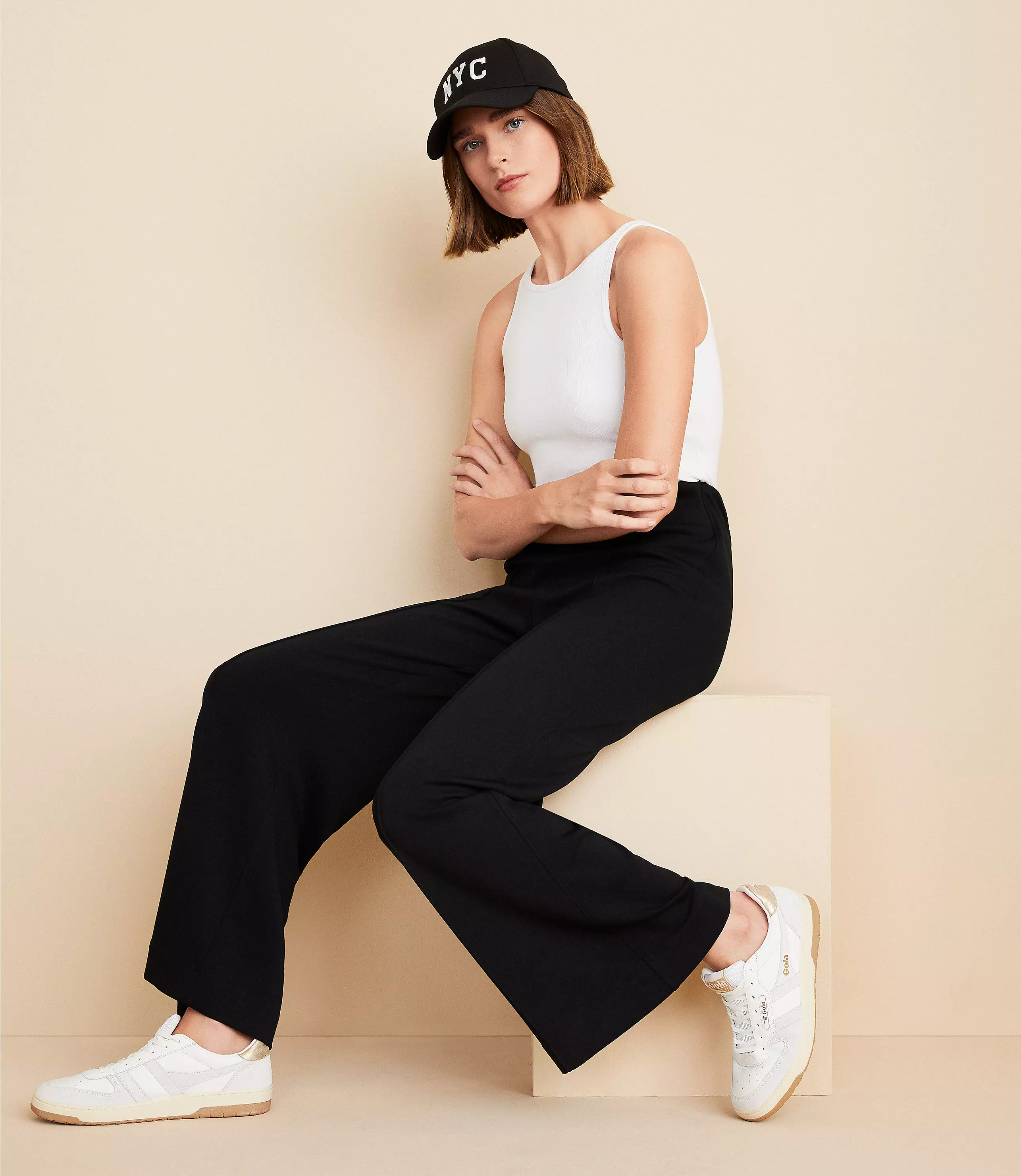 Petite Lou & Grey Scubasoft Pintucked Wide Leg Pants | LOFT