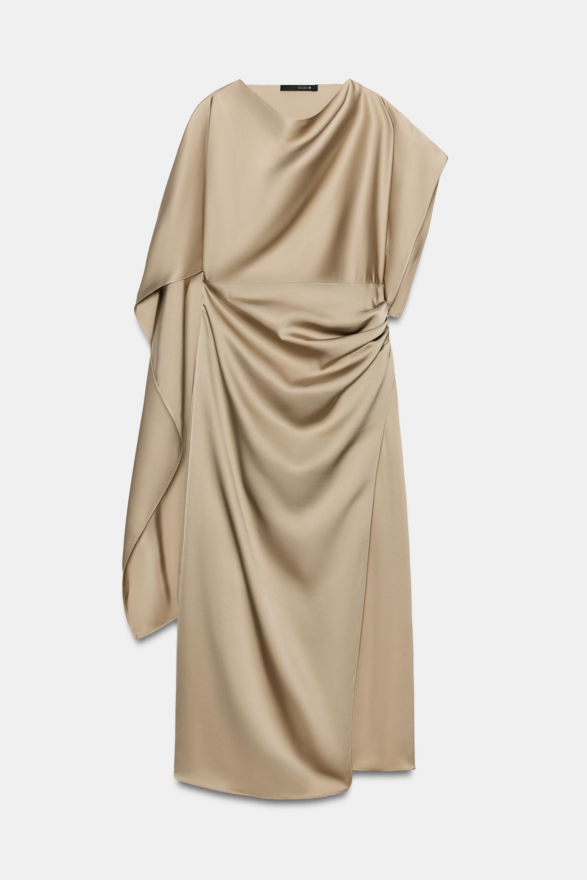 SATIJNEN MIDI-JURK MET CAPE | Zara NL