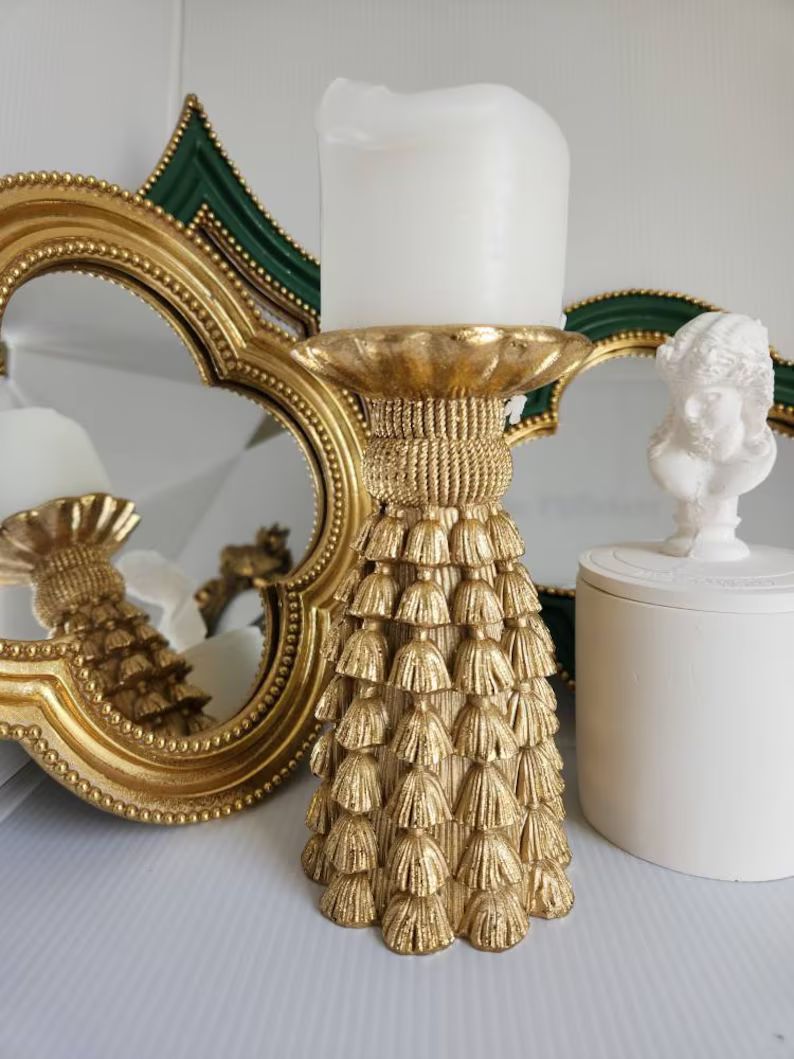 Vintage French Style Candlestick Gold Candle Holder Vintage - Etsy | Etsy (US)