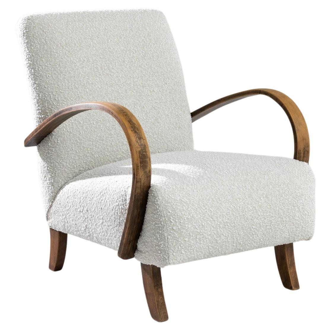 1930s Czech Wooden Upholstered Armchair by J. Halabala | 1stDibs