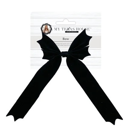 My Texas House 10" Black Velvet Halloween Small Bat Bow | Walmart (US)