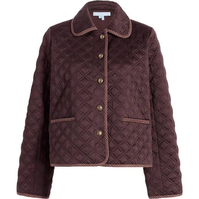 Hill House Home | The Women's Thayer Peter Pan Collar Quilted Jacket, Chocolate (Brown, Size Medium) | Maisonette | Maisonette