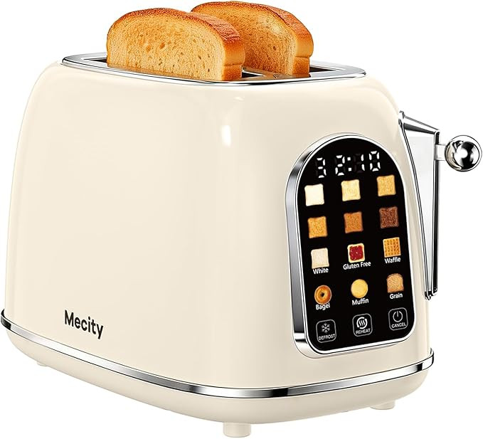 Mecity Toaster 2 Slice, Touch Screen Wide Slot Retro Toaster For Breads Bagel Muffin Waffle, Hous... | Amazon (US)