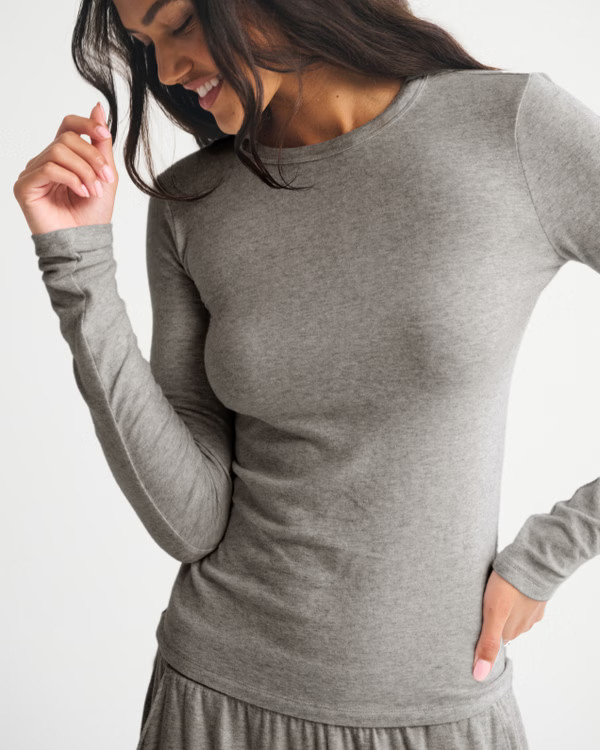 Long-Sleeve Cozy Lounge Knit Tee | Abercrombie & Fitch (US)