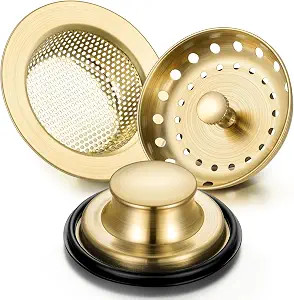 Mudder 3 Pcs Kitchen Sink Drain Strainer and Stopper Stainless Steel Garbage Disposal Plug with H... | Amazon (US)