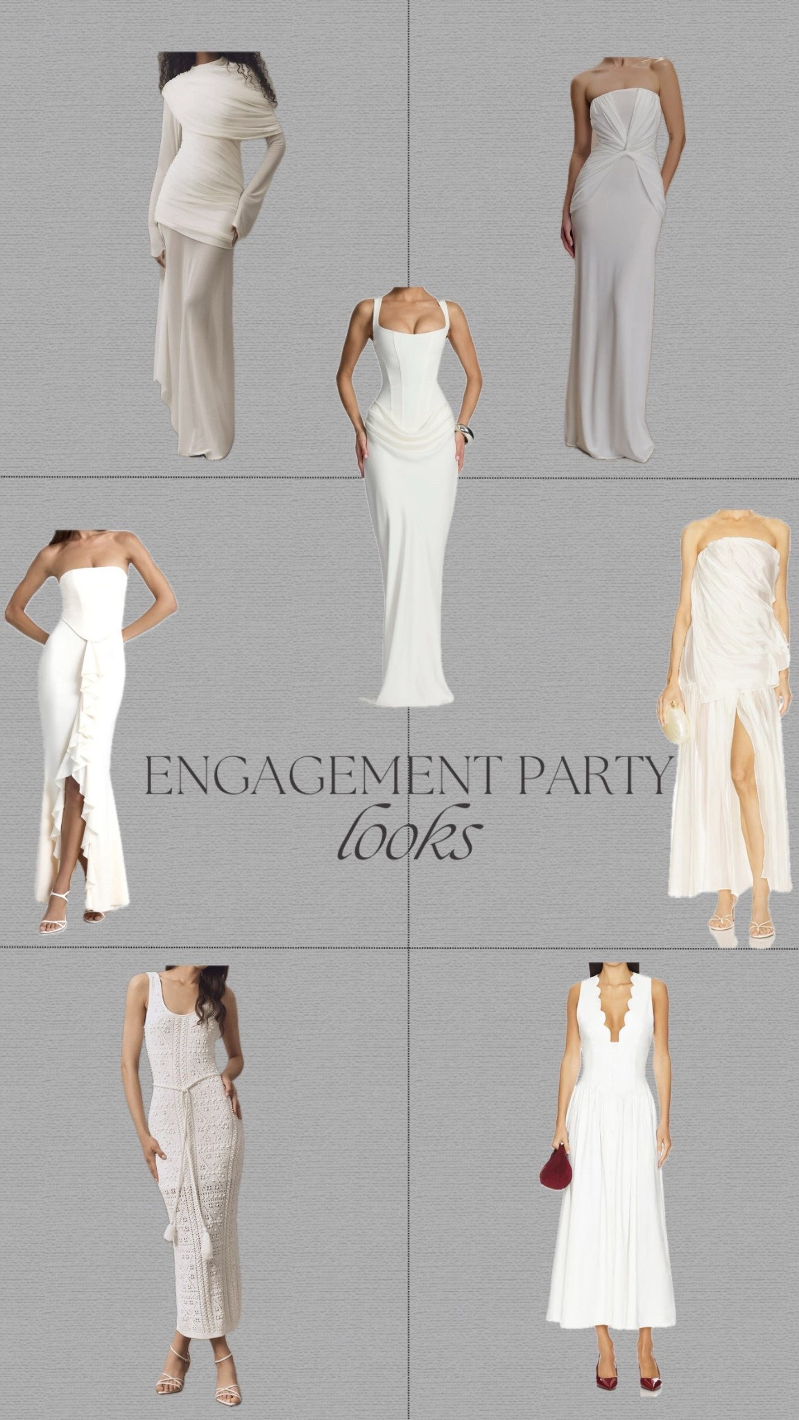 My favorite looks! I wore the middle to my party 👰‍♀️ #ltkwedding #ltkstyle #bride #engagement #inspo #bridal #bridalera #party #bridalevent #weddinglook #weddingera #partydress #whitedress

#LTKValentine #LTKWedding #LTKootd
