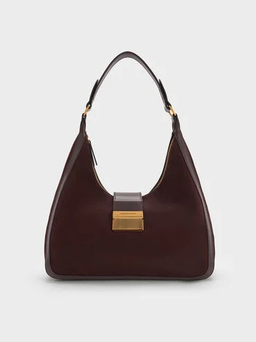 Espresso Brown Charlot Recycled Suede Hobo Bag | CHARLES & KEITH | Charles & Keith CA